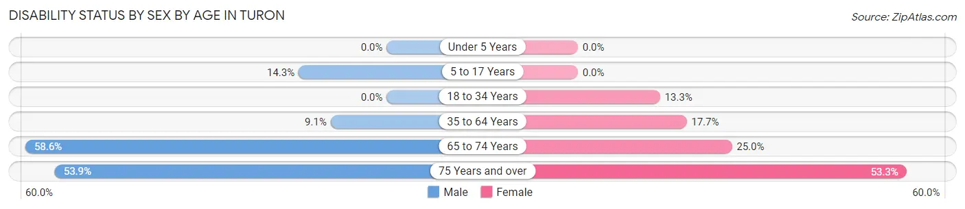 Disability Status by Sex by Age in Turon
