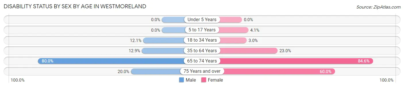 Disability Status by Sex by Age in Westmoreland