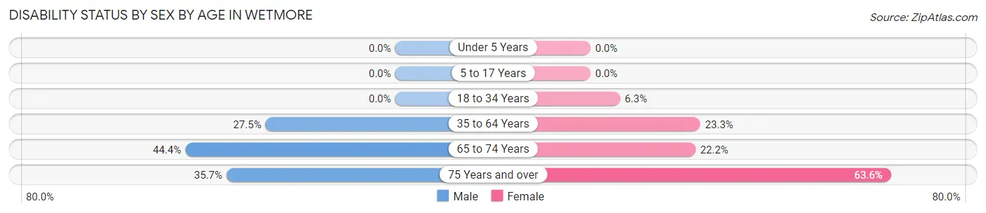 Disability Status by Sex by Age in Wetmore