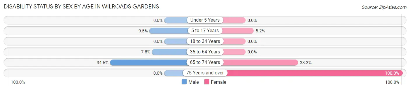 Disability Status by Sex by Age in Wilroads Gardens