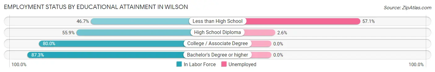 Employment Status by Educational Attainment in Wilson