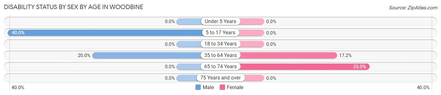 Disability Status by Sex by Age in Woodbine