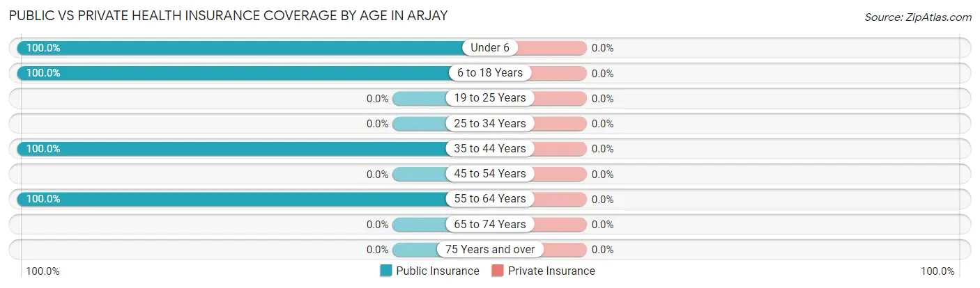 Public vs Private Health Insurance Coverage by Age in Arjay