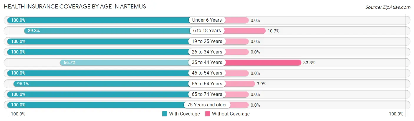 Health Insurance Coverage by Age in Artemus