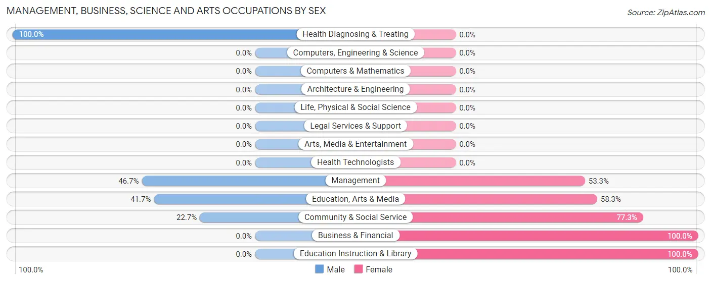 Management, Business, Science and Arts Occupations by Sex in Benham
