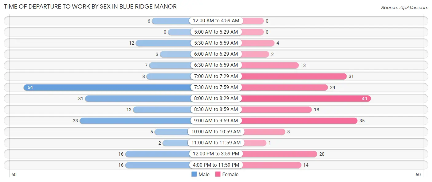 Time of Departure to Work by Sex in Blue Ridge Manor
