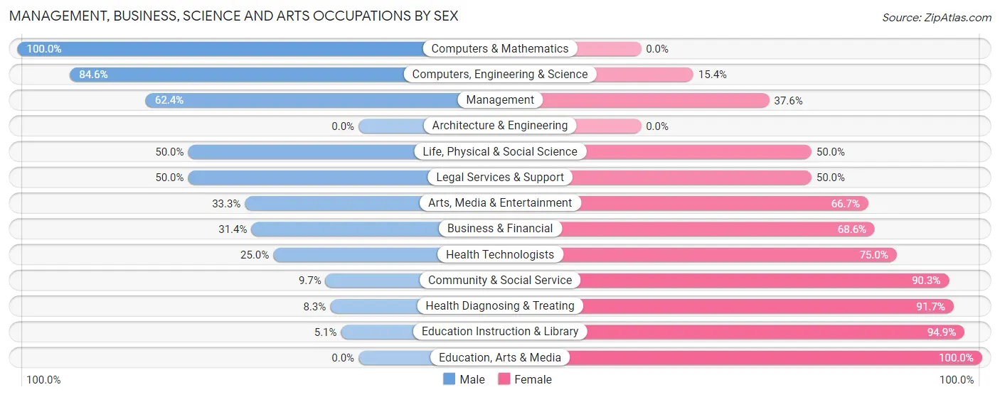 Management, Business, Science and Arts Occupations by Sex in Brandenburg