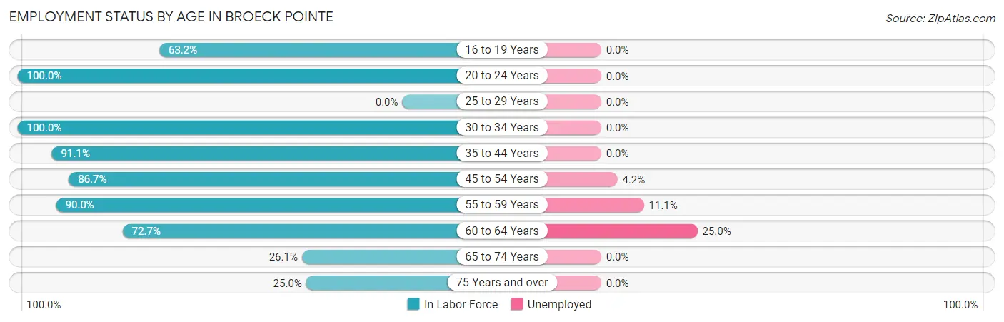Employment Status by Age in Broeck Pointe