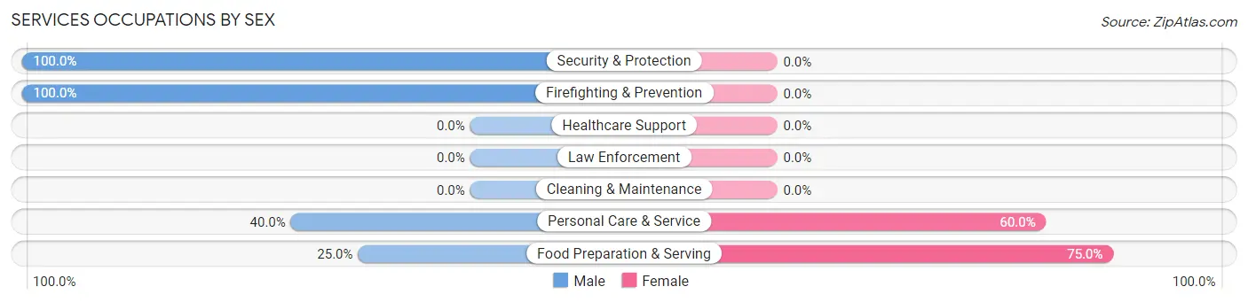 Services Occupations by Sex in Broeck Pointe