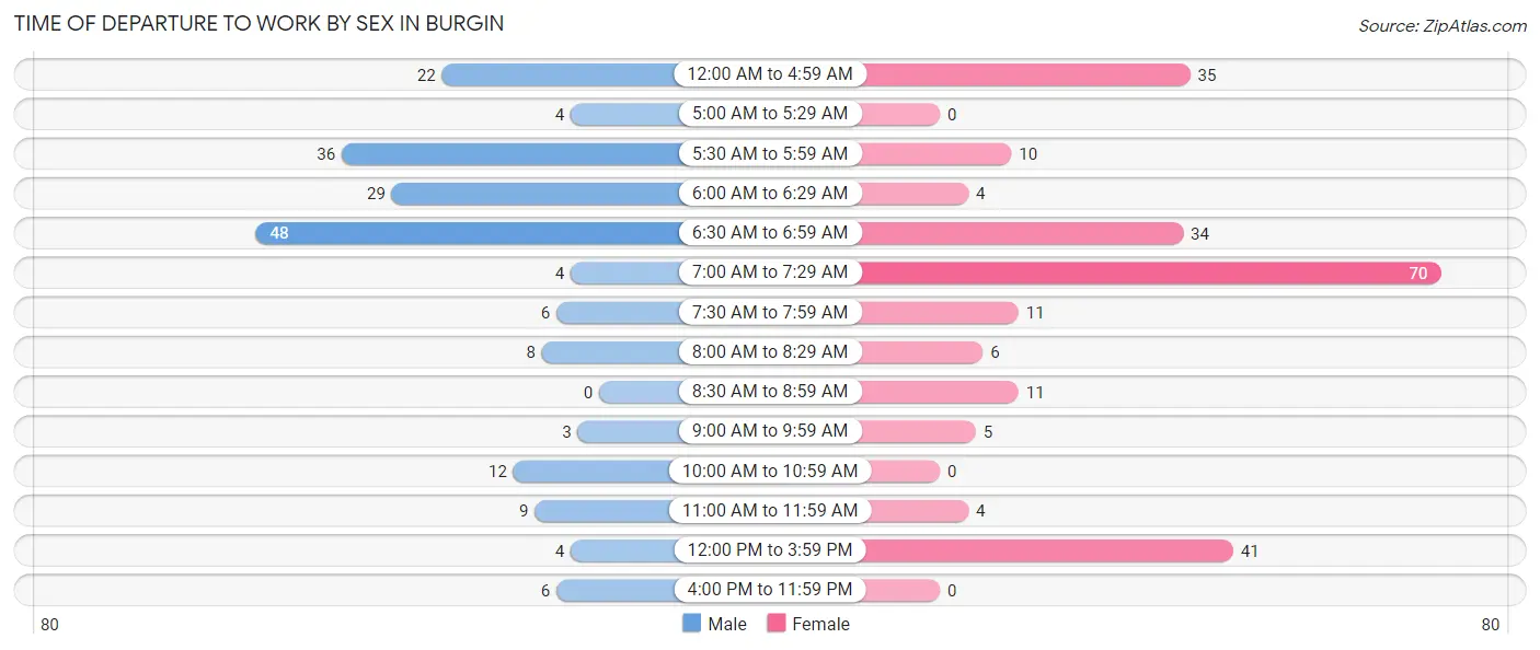 Time of Departure to Work by Sex in Burgin