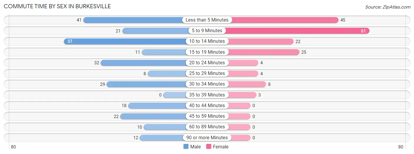 Commute Time by Sex in Burkesville