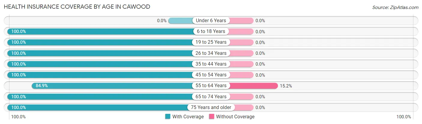 Health Insurance Coverage by Age in Cawood