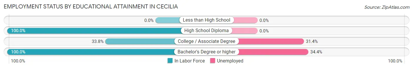 Employment Status by Educational Attainment in Cecilia