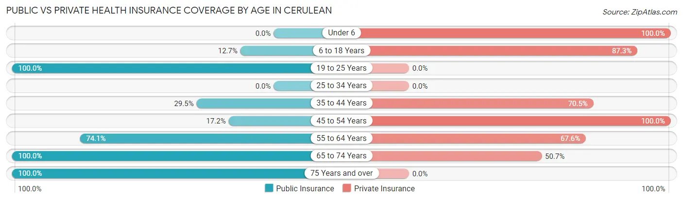 Public vs Private Health Insurance Coverage by Age in Cerulean