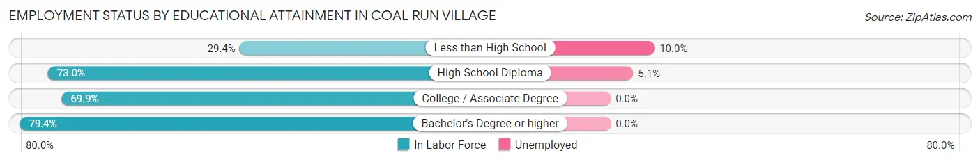 Employment Status by Educational Attainment in Coal Run Village