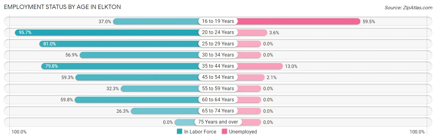 Employment Status by Age in Elkton
