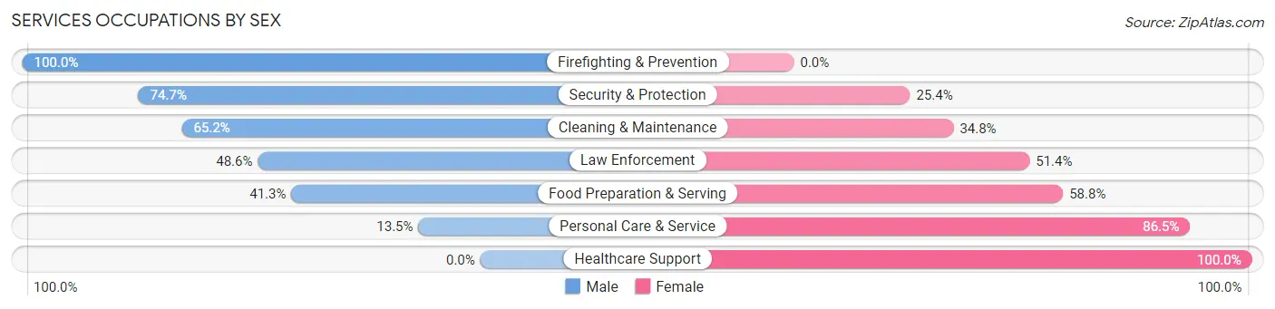 Services Occupations by Sex in Elsmere