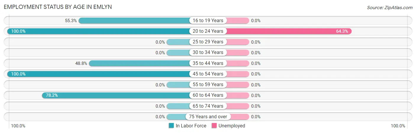 Employment Status by Age in Emlyn