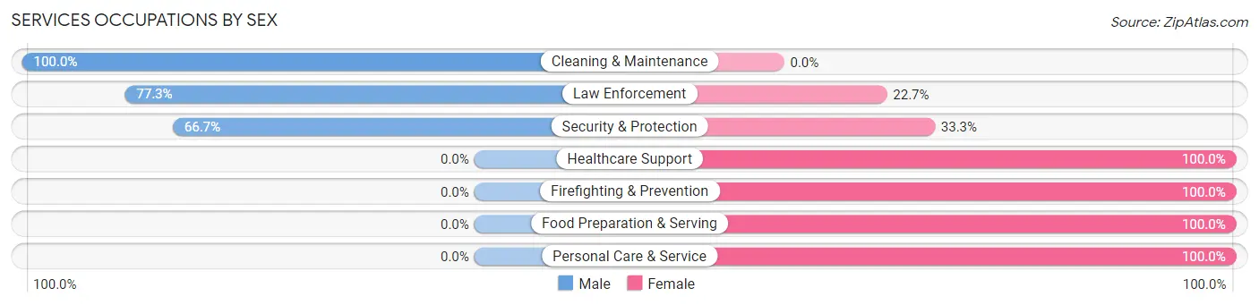 Services Occupations by Sex in Falmouth
