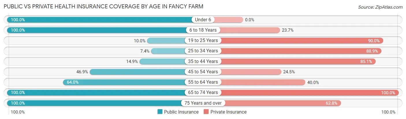 Public vs Private Health Insurance Coverage by Age in Fancy Farm