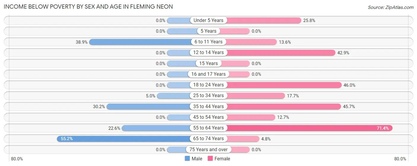 Income Below Poverty by Sex and Age in Fleming Neon