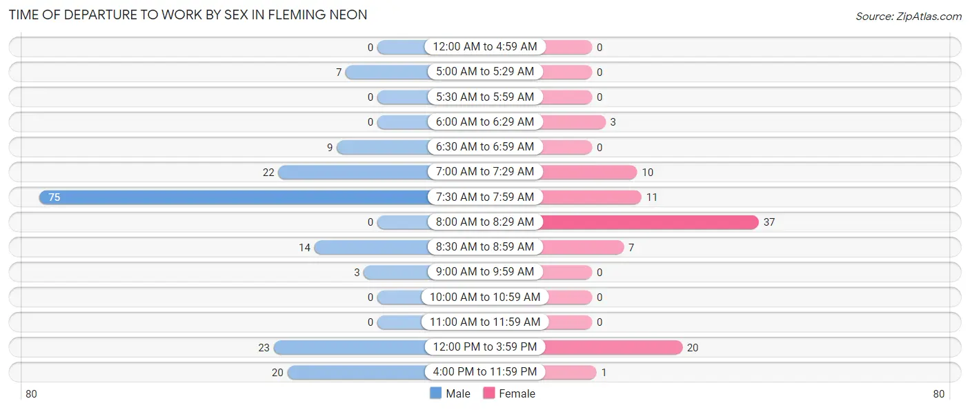 Time of Departure to Work by Sex in Fleming Neon