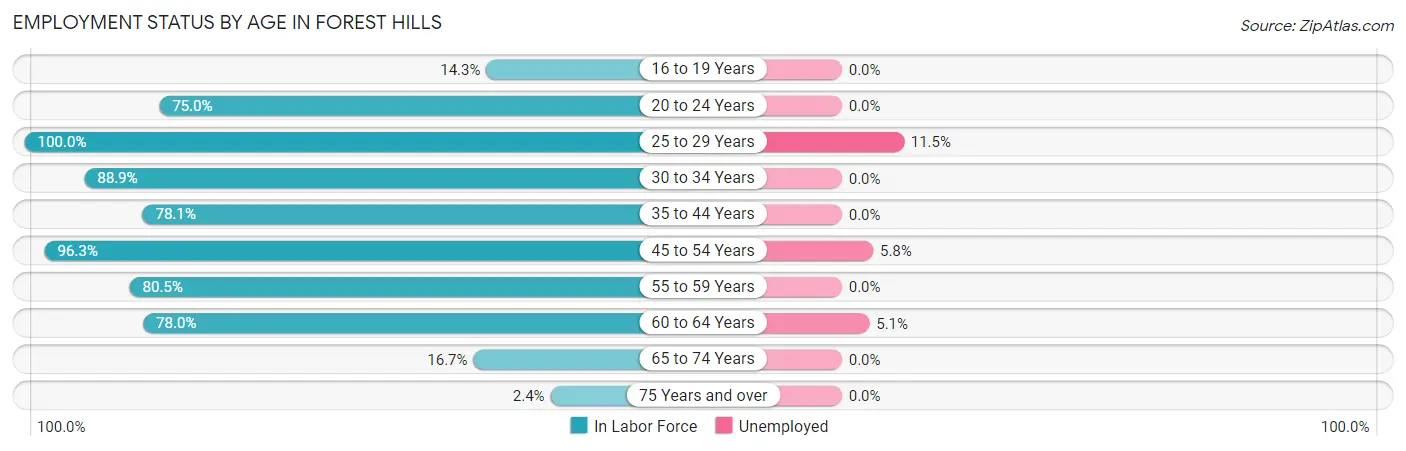 Employment Status by Age in Forest Hills
