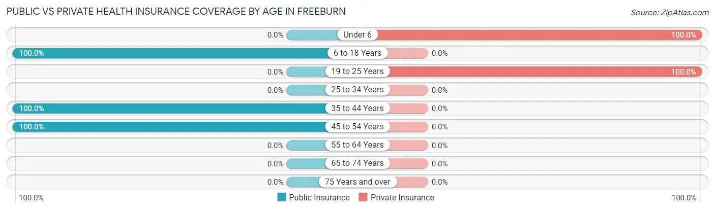 Public vs Private Health Insurance Coverage by Age in Freeburn