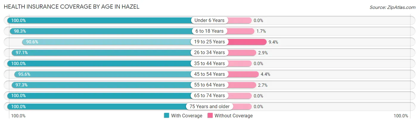 Health Insurance Coverage by Age in Hazel