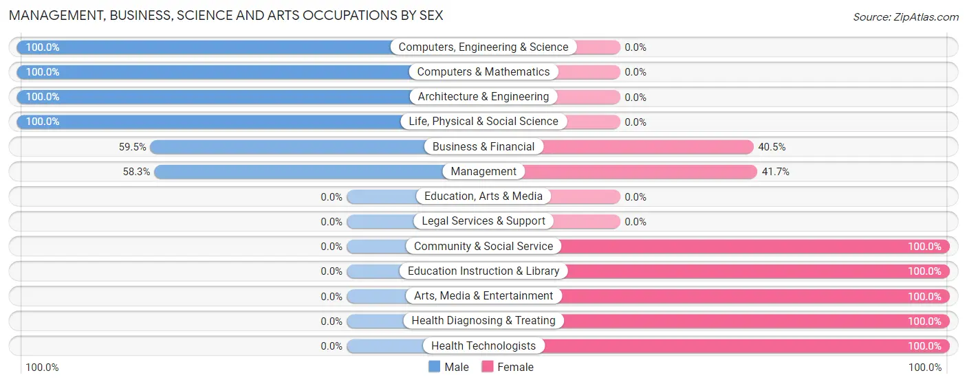 Management, Business, Science and Arts Occupations by Sex in Hebron Estates