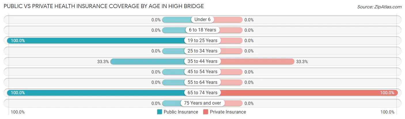 Public vs Private Health Insurance Coverage by Age in High Bridge