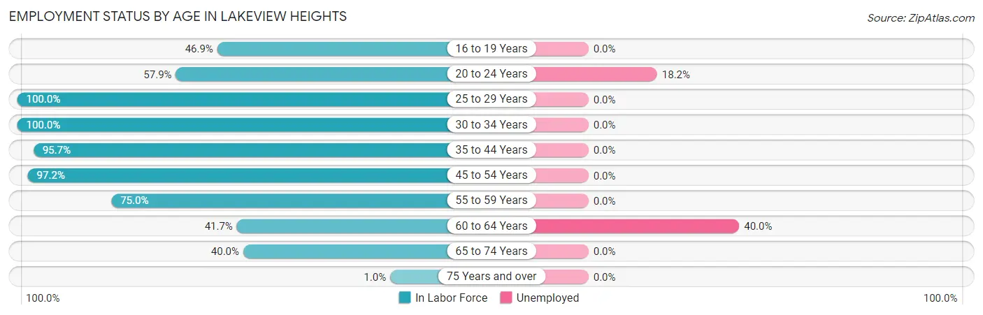 Employment Status by Age in Lakeview Heights