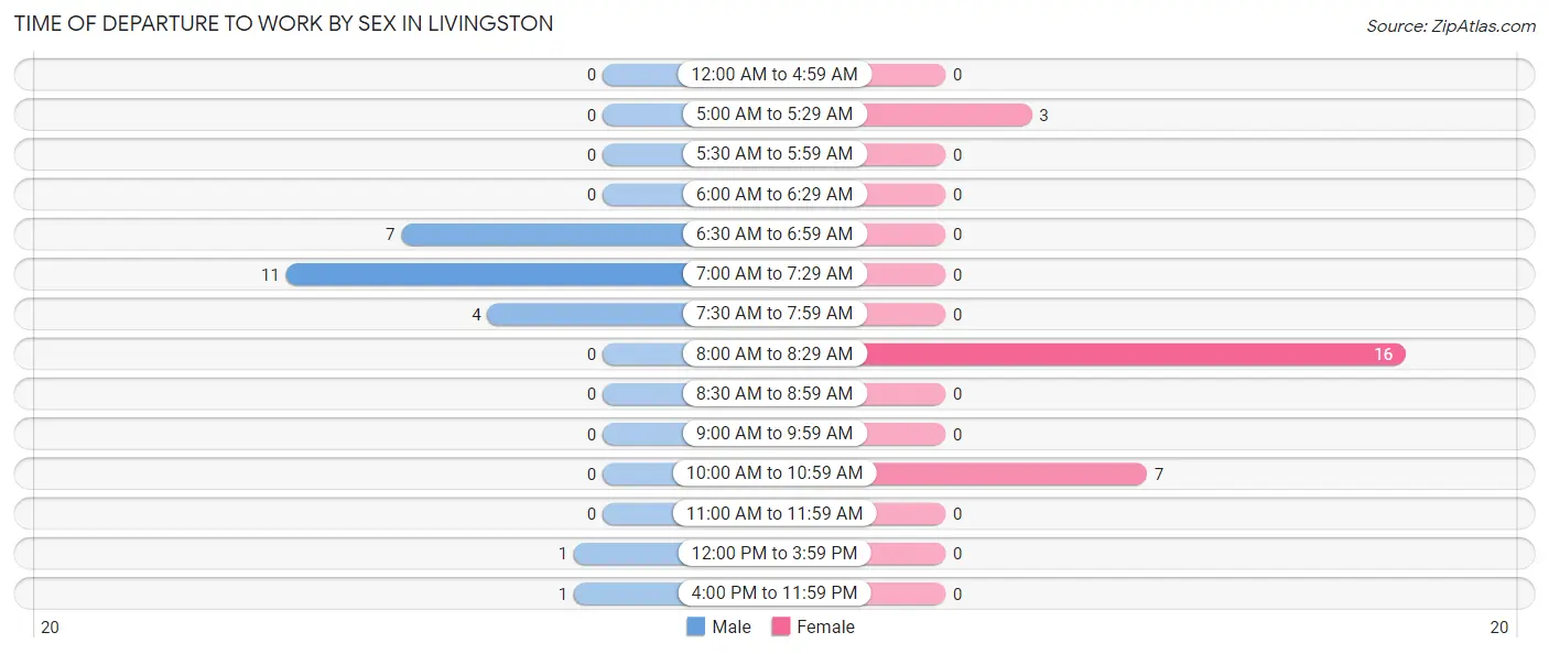 Time of Departure to Work by Sex in Livingston