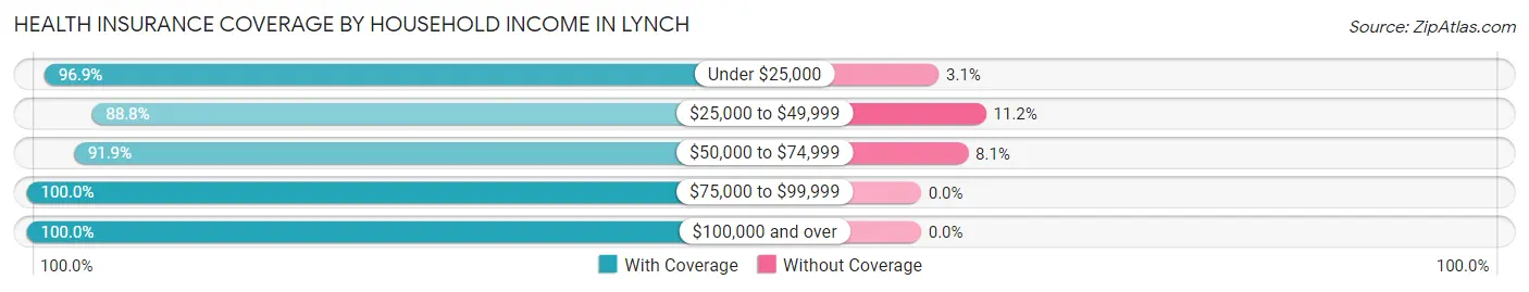 Health Insurance Coverage by Household Income in Lynch