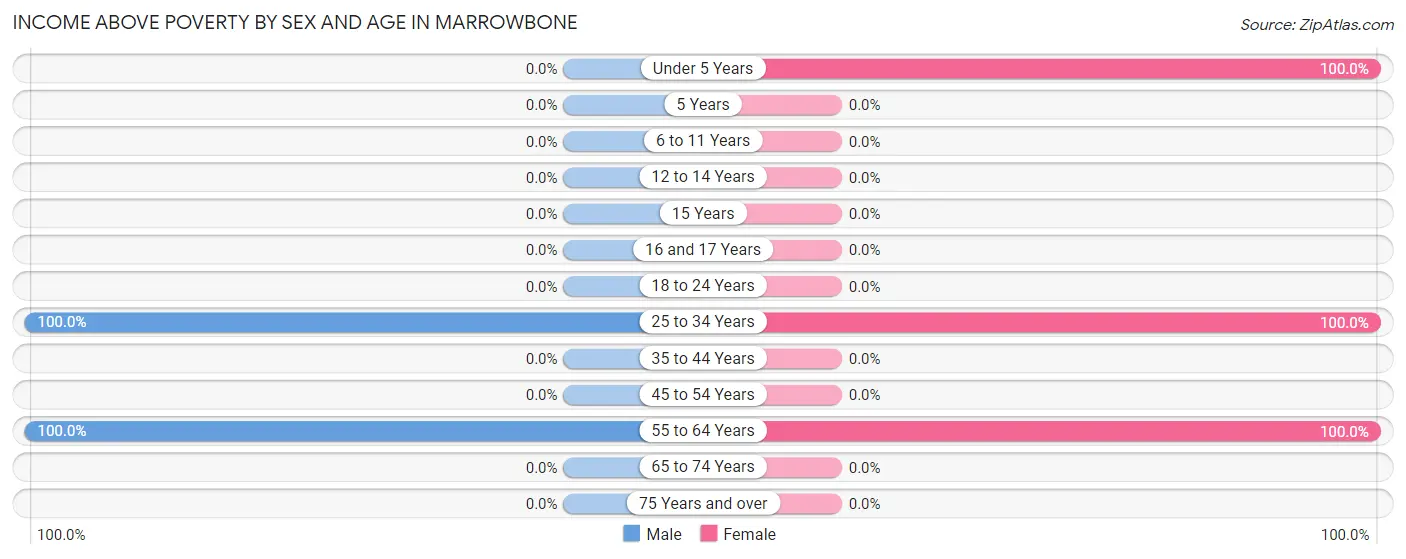 Income Above Poverty by Sex and Age in Marrowbone