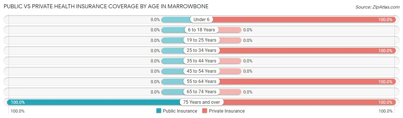 Public vs Private Health Insurance Coverage by Age in Marrowbone