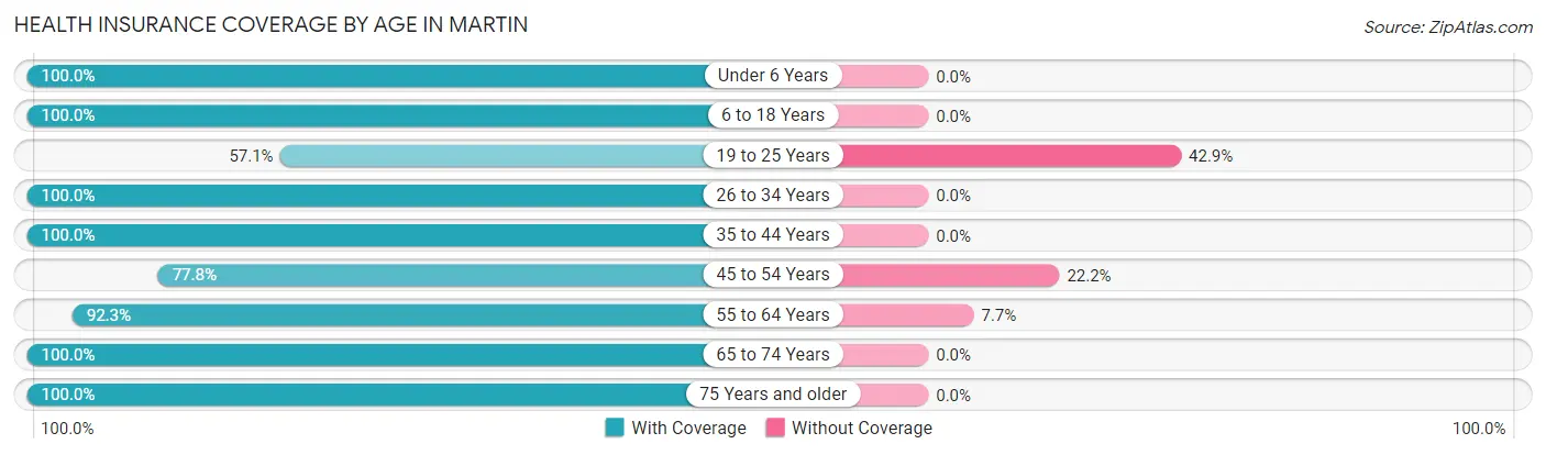 Health Insurance Coverage by Age in Martin