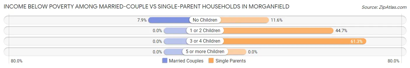 Income Below Poverty Among Married-Couple vs Single-Parent Households in Morganfield