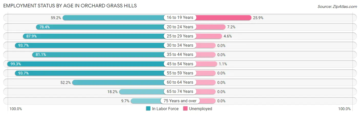 Employment Status by Age in Orchard Grass Hills