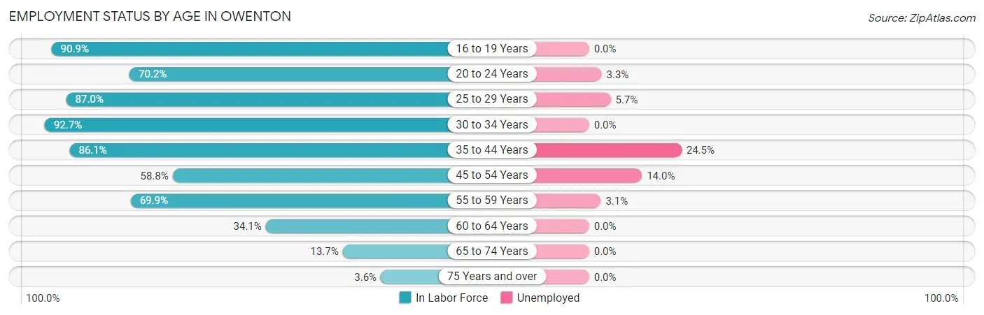 Employment Status by Age in Owenton