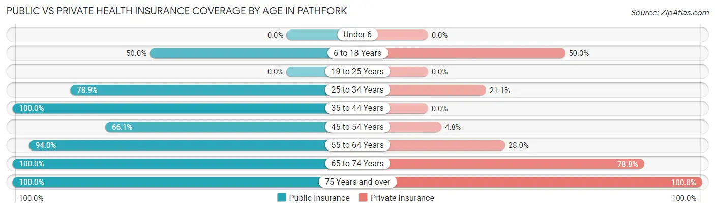 Public vs Private Health Insurance Coverage by Age in Pathfork