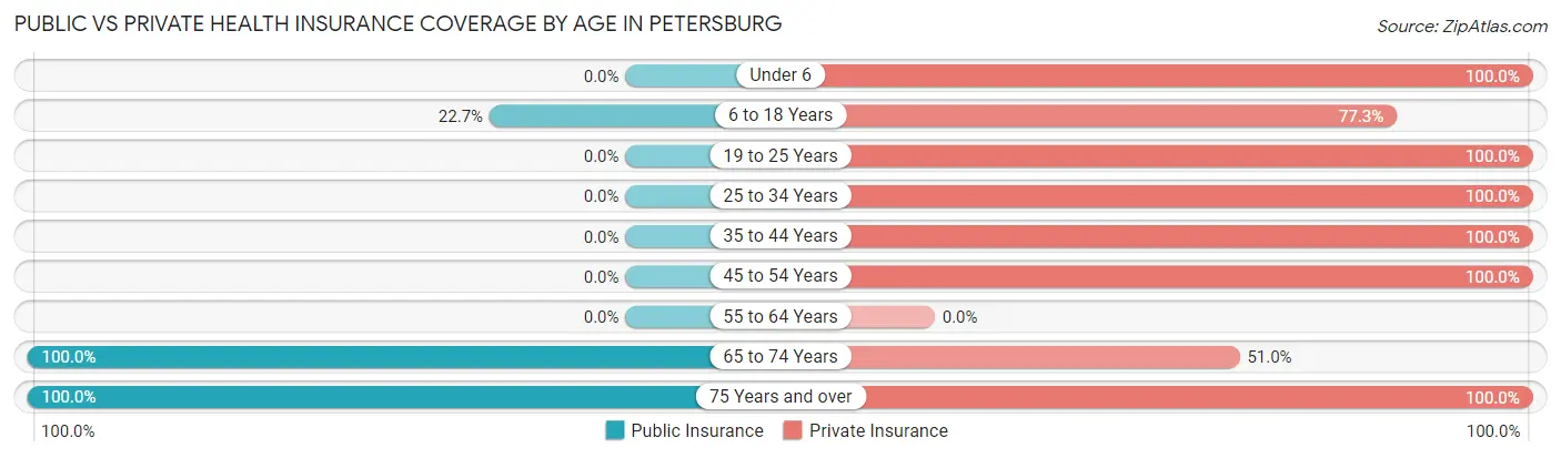 Public vs Private Health Insurance Coverage by Age in Petersburg