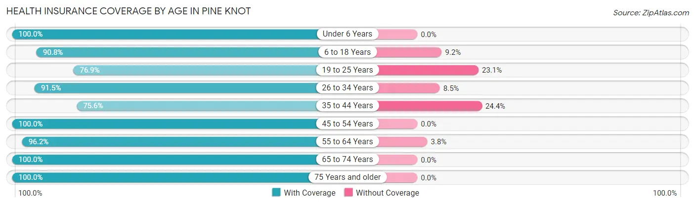 Health Insurance Coverage by Age in Pine Knot