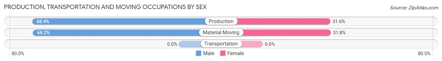 Production, Transportation and Moving Occupations by Sex in Pineville