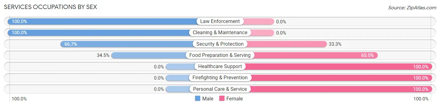 Services Occupations by Sex in Pioneer Village