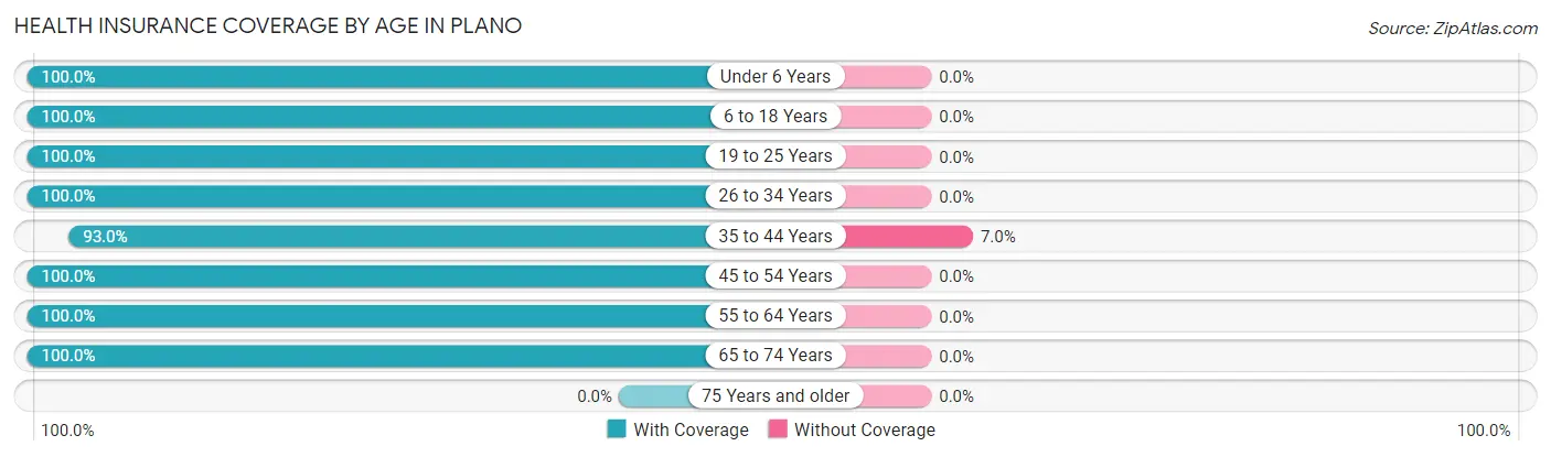 Health Insurance Coverage by Age in Plano