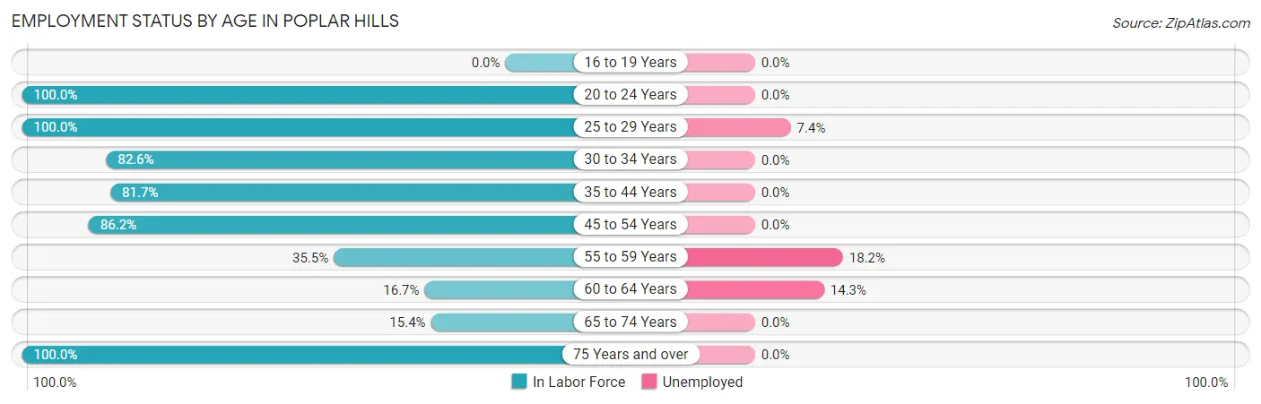 Employment Status by Age in Poplar Hills