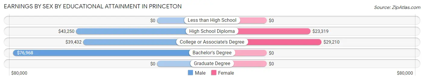 Earnings by Sex by Educational Attainment in Princeton