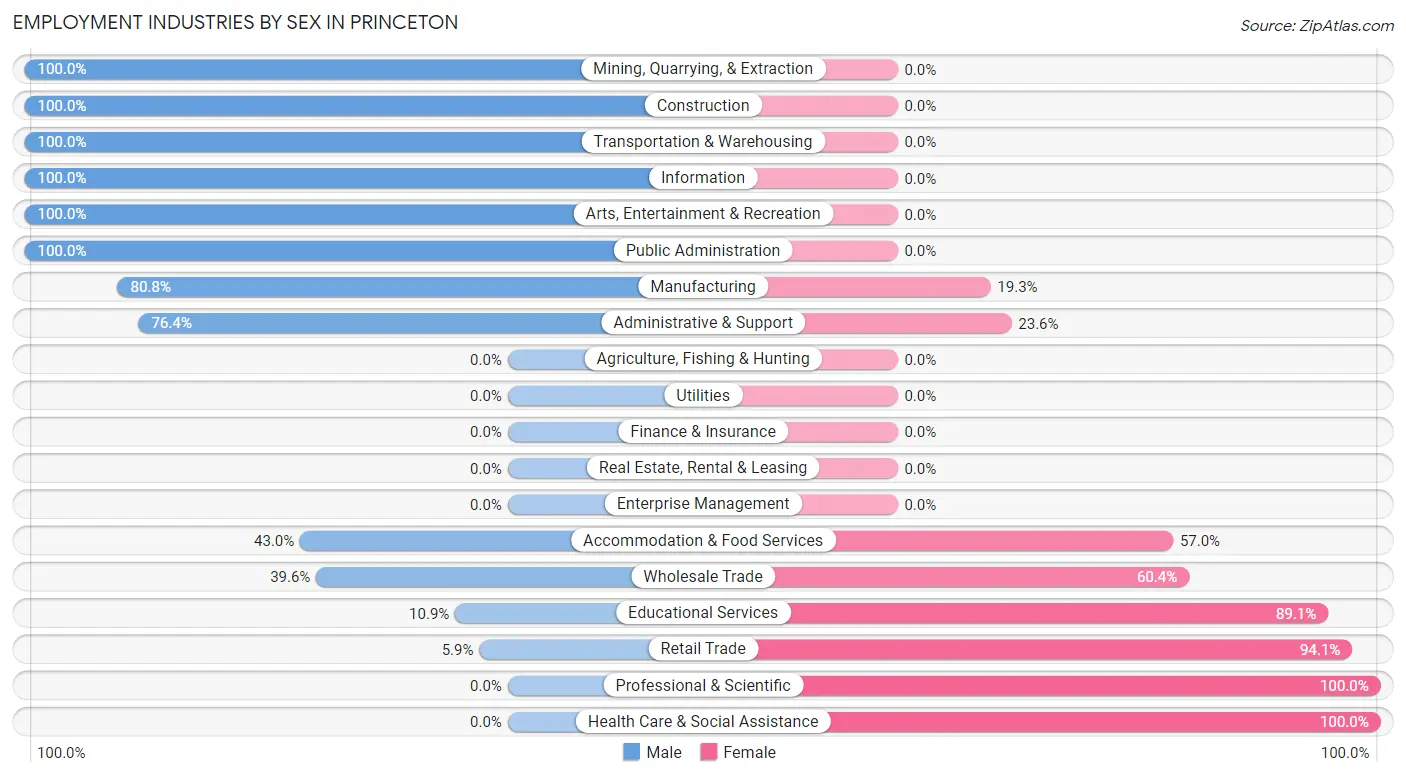 Employment Industries by Sex in Princeton