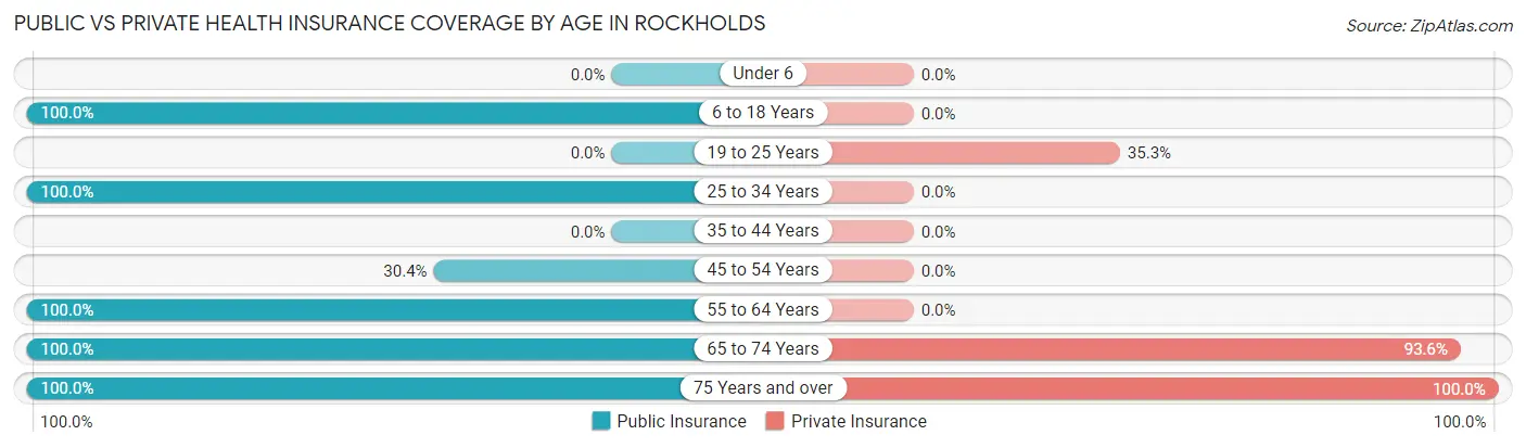 Public vs Private Health Insurance Coverage by Age in Rockholds